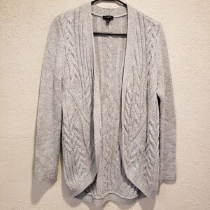 Talbots CASHMERE WOOL Blend Open Front Cardigan Sz SP Gray Oversized sweater